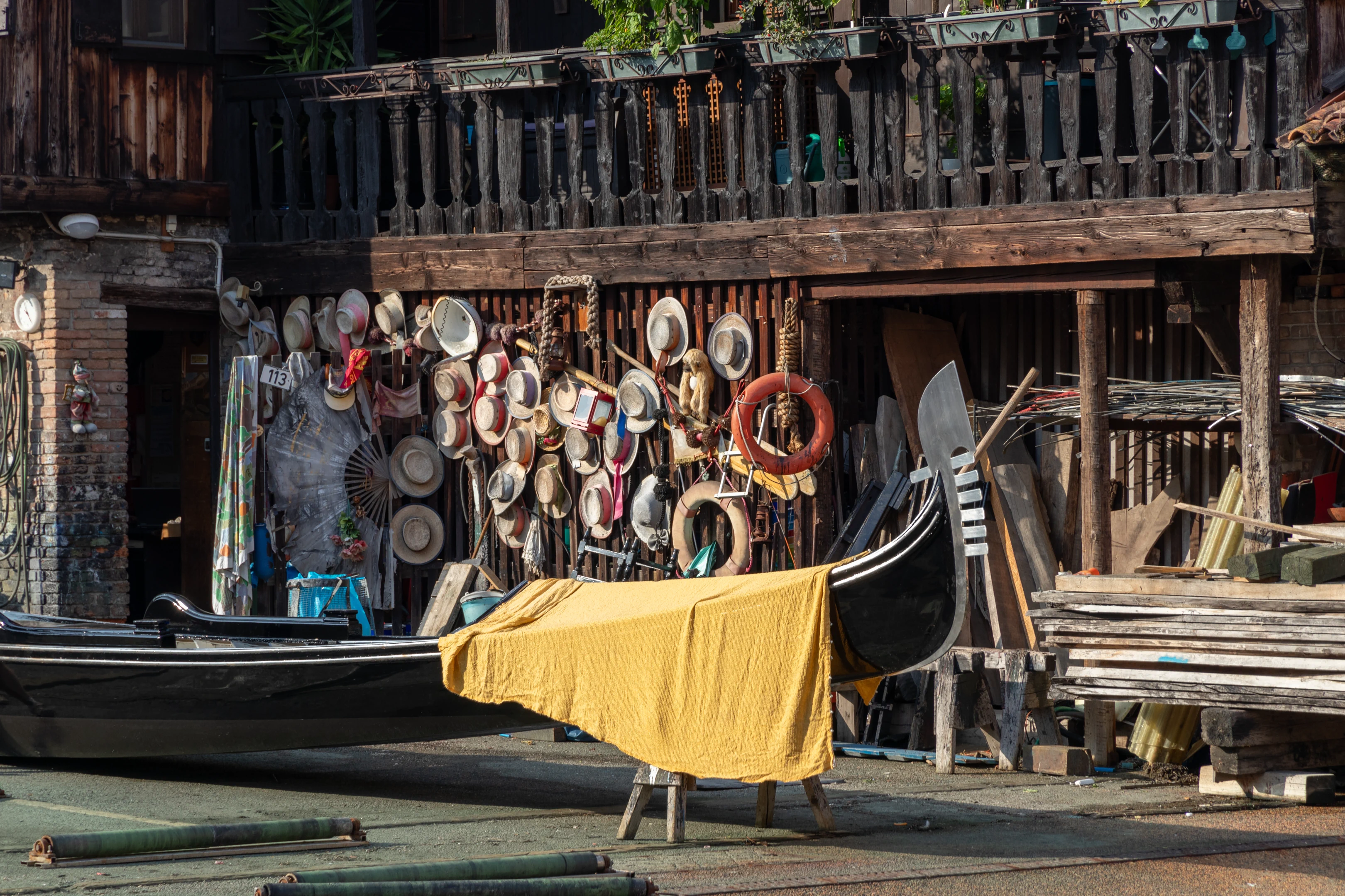 Hats and a gondola, Venice